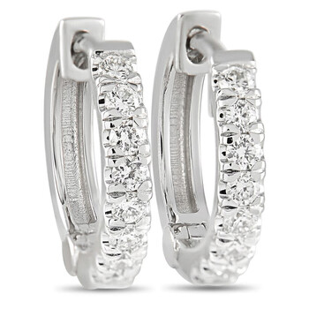 Bông tai Lb Exclusive 14K White Gold 0.25 Ct Diamond Hoop Earrings