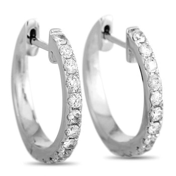 Bông tai Lb Exclusive 14K White Gold 0.31 Ct Diamond Hoop Huggie Earrings