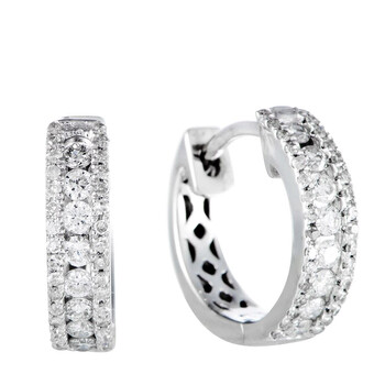 Bông tai Lb Exclusive 14K White Gold 0.35 Carat Vs1 G Color Diamond Small Hoop Huggies Earrings