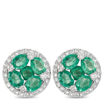 Bông tai Lb Exclusive 14K White Gold 0.36 Ct Diamond And Emerald Earrings