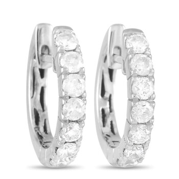 Lb Exclusive 14K White Gold 0.59 Ct Diamond Huggie Hoop Earrings 1 Bông tai Lb Exclusive 14K White Gold 0.59 Ct Diamond Huggie Hoop Earrings