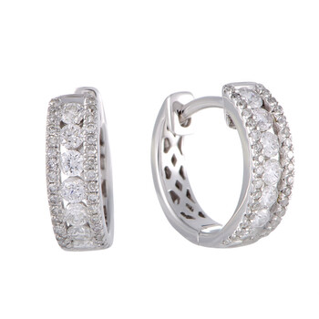 Bông tai Lb Exclusive 14K White Gold 0.60 Carat Vs1 G Color Diamond Hoop Earrings
