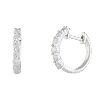 Bông tai Lb Exclusive 14K White Gold 0.75 Ct Diamond Hoop Earrings