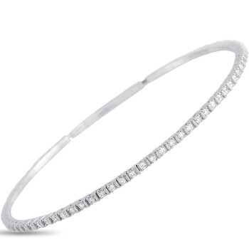 Vòng tay Lb Exclusive 14K White Gold 0.95 Ct Diamond Tennis Bangle Bracelet chính hãng