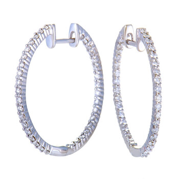Lb Exclusive 14K White Gold 1.00 Carat Vs1 G Color Diamond Pave Inside Out Hoop Earrings 2 Bông tai Lb Exclusive 14K White Gold 1.00 Carat Vs1 G Color Diamond Pave Inside Out Hoop Earrings