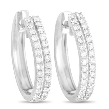 Lb Exclusive 14K White Gold 1.00 Ct Diamond Hoop Earrings 1 Bông tai Lb Exclusive 14K White Gold 1.00 Ct Diamond Hoop Earrings