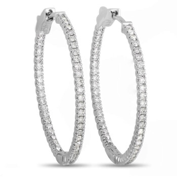 Bông tai Lb Exclusive 14K White Gold 1.16 Ct Diamond Inside Out Hoop Earrings