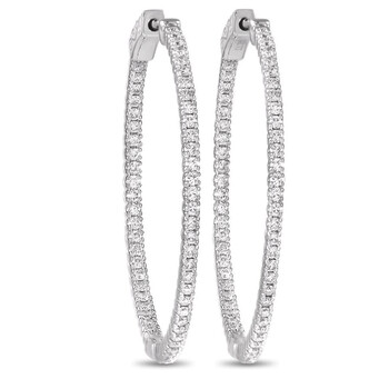 Bông tai Lb Exclusive 14K White Gold 1.32 Ct Diamond Inside Out Hoop Earrings