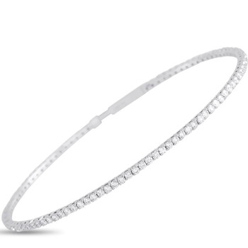 Vòng tay Lb Exclusive 14K White Gold 1.62 Ct Diamond Tennis Bangle Bracelet chính hãng
