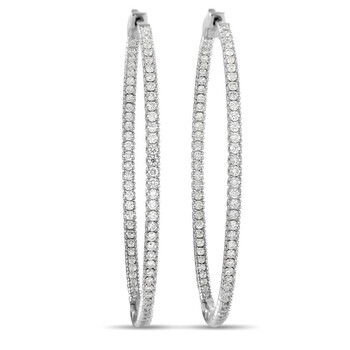 Bông tai Lb Exclusive 14K White Gold 1.91 Ct Diamond Hoop Earrings