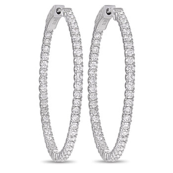Lb Exclusive 14K White Gold 1.98 Ct Diamond Inside Out Hoop Earrings 2 Bông tai Lb Exclusive 14K White Gold 1.98 Ct Diamond Inside Out Hoop Earrings
