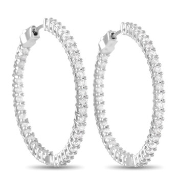 Lb Exclusive 14K White Gold 2.12 Ct Diamond Hoop Earrings 1 Bông tai Lb Exclusive 14K White Gold 2.12 Ct Diamond Hoop Earrings