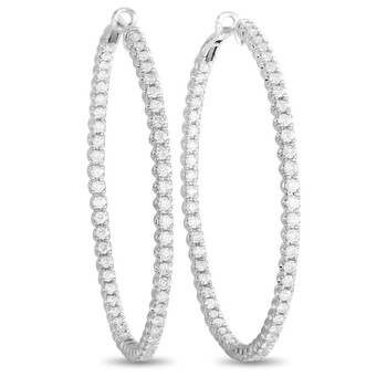 Bông tai Lb Exclusive 14K White Gold 3.24 Ct Diamond Hoop Earrings