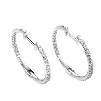 Lb Exclusive 14K White Gold .50 Carat Vs1 G Color Diamond Inside And Out Hoop Earrings 2 Bông tai Lb Exclusive 14K White Gold .50 Carat Vs1 G Color Diamond Inside And Out Hoop Earrings