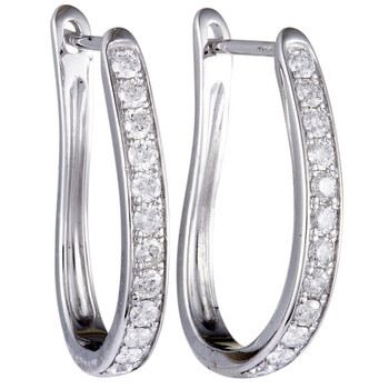 Lb Exclusive 14K White Gold .75 Carat Vs1 G Color Diamond Oval Hoop Earrings 1 Bông tai Lb Exclusive 14K White Gold .75 Carat Vs1 G Color Diamond Oval Hoop Earrings