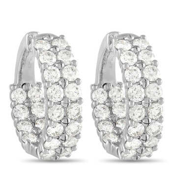 Lb Exclusive 14K White Gold 8.00 Ct Diamond Hoop Earrings 2 Bông tai Lb Exclusive 14K White Gold 8.00 Ct Diamond Hoop Earrings