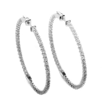 Bông tai Lb Exclusive 14K White Gold Diamond Large Hoop Earrings