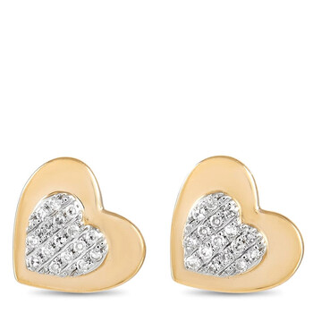 Bông tai Lb Exclusive 14K Yellow Gold 0.07 Ct Diamond Heart Stud Earrings