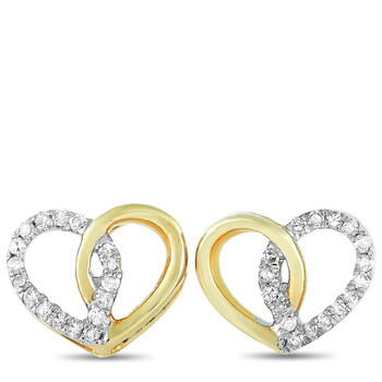 Lb Exclusive 14K Yellow Gold 0.10 Ct Diamond Heart Earrings 1 Bông tai Lb Exclusive 14K Yellow Gold 0.10 Ct Diamond Heart Earrings