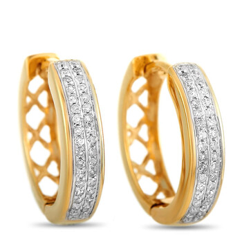 Bông tai Lb Exclusive 14K Yellow Gold 0.14 Ct Diamond Small Hoop Earrings