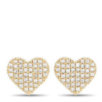 Bông tai Lb Exclusive 14K Yellow Gold 0.20 Ct Diamond Heart Earrings