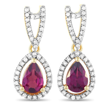Bông tai Lb Exclusive 14K Yellow Gold 0.22 Ct Diamond And Garnet Earrings