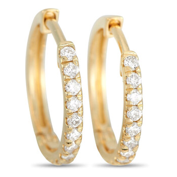 Bông tai Lb Exclusive 14K Yellow Gold 0.25 Ct Diamond Hoop Earrings