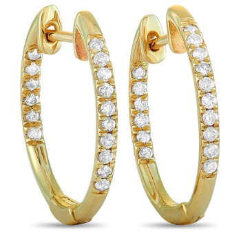 Bông tai Lb Exclusive 14K Yellow Gold 0.25 Ct Diamond Pave Hoop Earrings