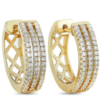 Bông tai Lb Exclusive 14K Yellow Gold 0.33 Ct Diamond Hoop Earrings