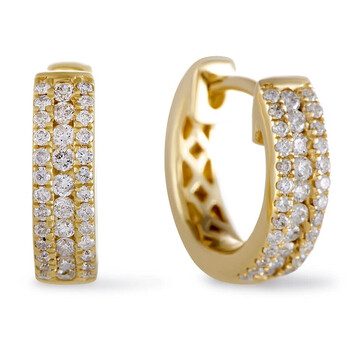 Lb Exclusive 14K Yellow Gold 0.35 Carat Vs1 G Color Diamond Small Hoop Huggies Earrings 2 Bông tai Lb Exclusive 14K Yellow Gold 0.35 Carat Vs1 G Color Diamond Small Hoop Huggies Earrings