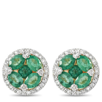 Bông tai Lb Exclusive 14K Yellow Gold 0.36 Ct Diamond And Emerald Earrings