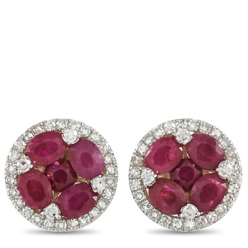 Lb Exclusive 14K Yellow Gold 0.36 Ct Diamond And Ruby Earrings 1 Bông tai Lb Exclusive 14K Yellow Gold 0.36 Ct Diamond And Ruby Earrings