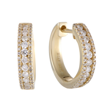 Lb Exclusive 14K Yellow Gold 0.50 Ct Diamond Hoop Earrings 2 Bông tai Lb Exclusive 14K Yellow Gold 0.50 Ct Diamond Hoop Earrings