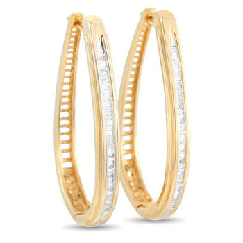 Bông tai Lb Exclusive 14K Yellow Gold 0.50 Ct Diamond Hoop Earrings