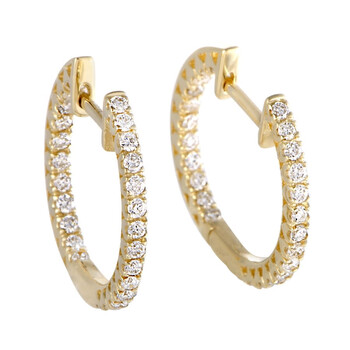 Lb Exclusive 14K Yellow Gold 0.66 Ct Diamond Inside Out Hoop Earrings 1 Bông tai Lb Exclusive 14K Yellow Gold 0.66 Ct Diamond Inside Out Hoop Earrings