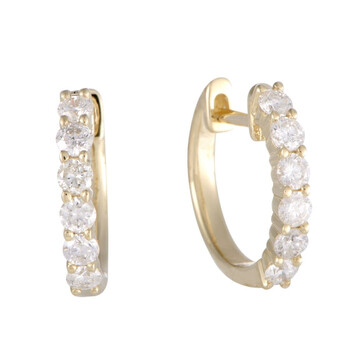Bông tai Lb Exclusive 14K Yellow Gold 0.75 Ct Diamond Hoop Earrings