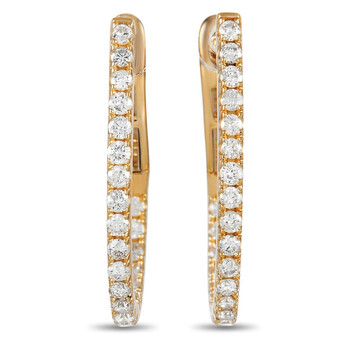 Lb Exclusive 14K Yellow Gold 0.77 Ct Diamond Inside Out Oval Hoop Earrings 2 Bông tai Lb Exclusive 14K Yellow Gold 0.77 Ct Diamond Inside Out Oval Hoop Earrings