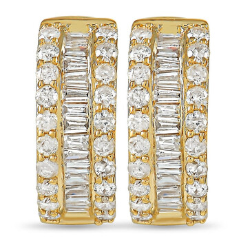 Bông tai Lb Exclusive 14K Yellow Gold 0.79 Ct Diamond Hoop Earrings