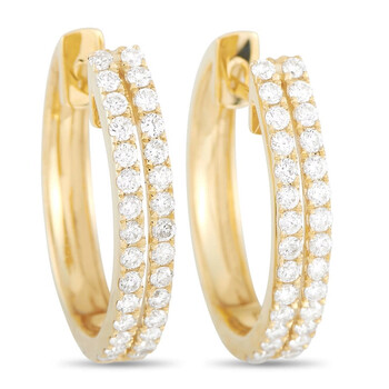 Lb Exclusive 14K Yellow Gold 1.00 Ct Diamond Hoop Earrings 1 Bông tai Lb Exclusive 14K Yellow Gold 1.00 Ct Diamond Hoop Earrings