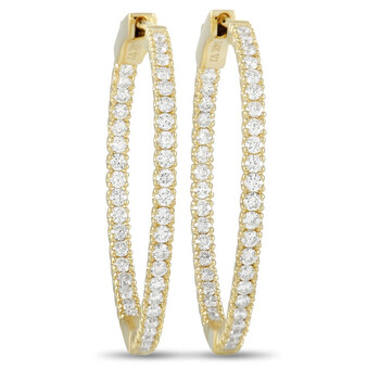 Lb Exclusive 14K Yellow Gold 1.17 Ct Diamond Hoop Earrings 2 Bông tai Lb Exclusive 14K Yellow Gold 1.17 Ct Diamond Hoop Earrings