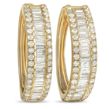 Bông tai Lb Exclusive 14K Yellow Gold 3.00 Ct Diamond Hoop Earrings