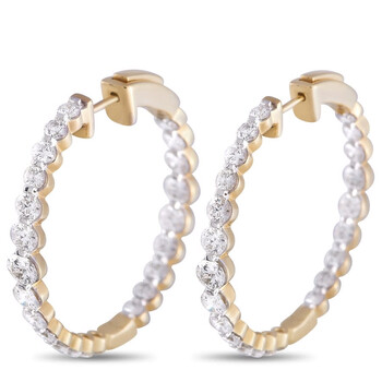 Lb Exclusive 14K Yellow Gold 5.00 Ct Diamond Hoop Earrings 1 Bông tai Lb Exclusive 14K Yellow Gold 5.00 Ct Diamond Hoop Earrings