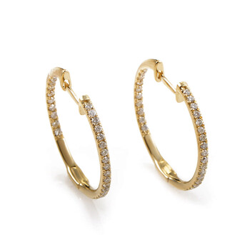 Bông tai Lb Exclusive 14K Yellow Gold .51 Carat Vs1 G Color Diamond Hoop Huggies Earrings