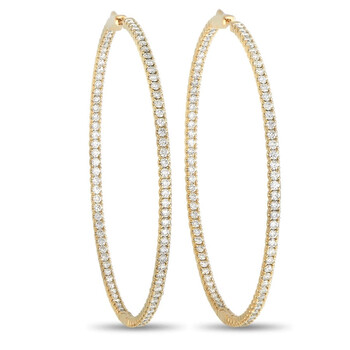 Bông tai Lb Exclusive 14K Yellow Gold 6.06 Ct Diamond Hoop Earrings
