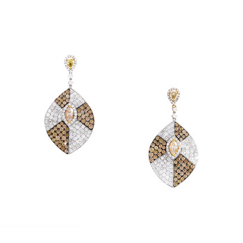 Bông tai Lb Exclusive 18K Multi-Gold White & Yellow Diamond Pave Drop Earrings Ced7999