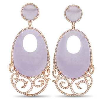 Lb Exclusive 18K Rose Gold 1.93 Ct Diamond And Jade French Collection Statement Earrings 2 Bông tai Lb Exclusive 18K Rose Gold 1.93 Ct Diamond And Jade French Collection Statement Earrings