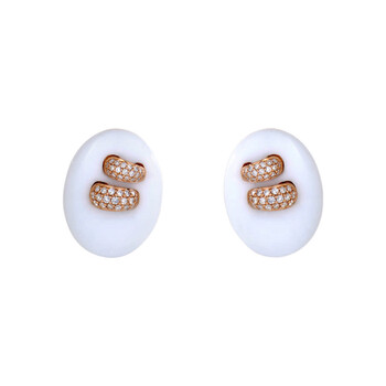 Lb Exclusive 18K Rose Gold White Onyx & Diamond Button Earrings Sega84321Rrz 1 Bông tai Lb Exclusive 18K Rose Gold White Onyx & Diamond Button Earrings Sega84321Rrz