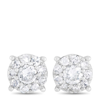 Lb Exclusive 18K White Gold 0.53 Ct Diamond Halo Stud Earrings 1 Bông tai Lb Exclusive 18K White Gold 0.53 Ct Diamond Halo Stud Earrings