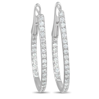 Lb Exclusive 18K White Gold 1.70 Ct Diamond Hoop Earrings 1 Bông tai Lb Exclusive 18K White Gold 1.70 Ct Diamond Hoop Earrings