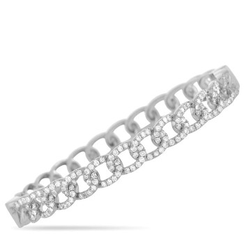 Vòng tay Lb Exclusive 18K White Gold 1.75 Ct Diamond Pave Chain Bangle Bracelet chính hãng